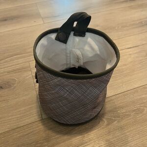 Thirty-One Olive and White Fabric Tote - Car trash can